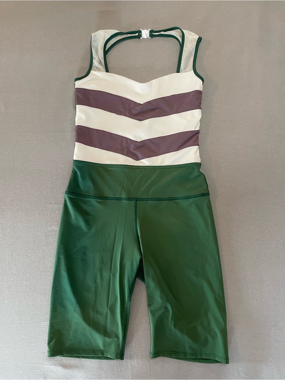 Tiger Friday Women's Green and Cream Colorblock Unitard